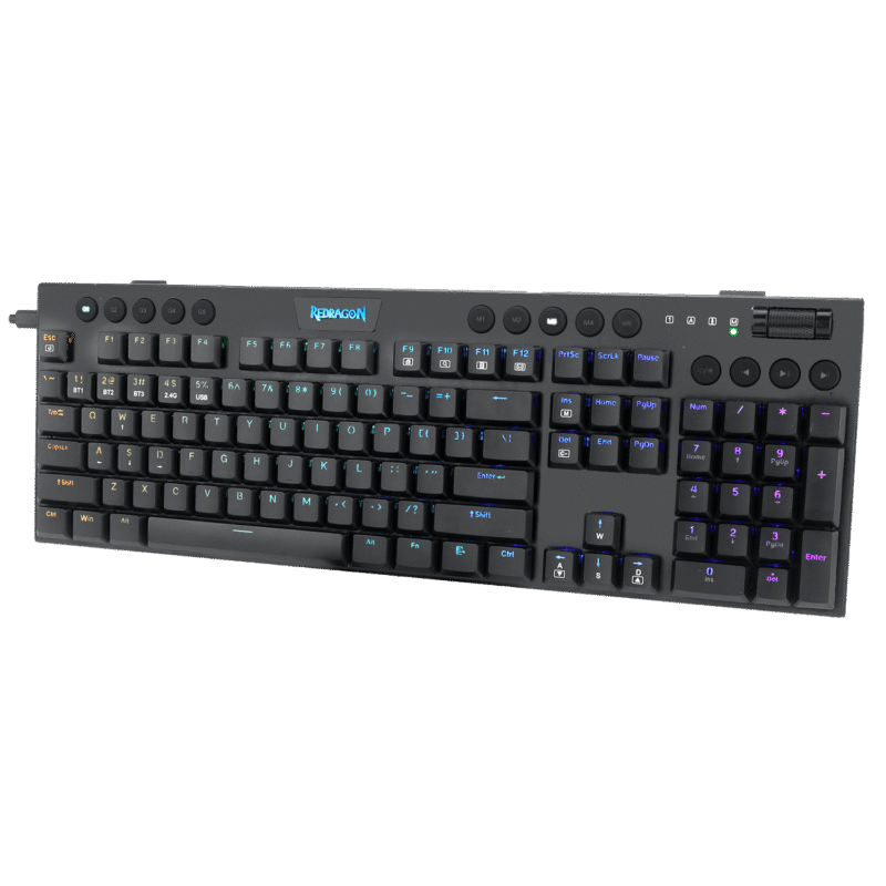 Redragon K618 Horus Wireless RGB Mechanical Keyboard. Bluetooth/2.4Ghz/Wired Tri-Mode Ultra-Thin Low Profile Gaming Keyboard w/No-Lag Cordless Connection