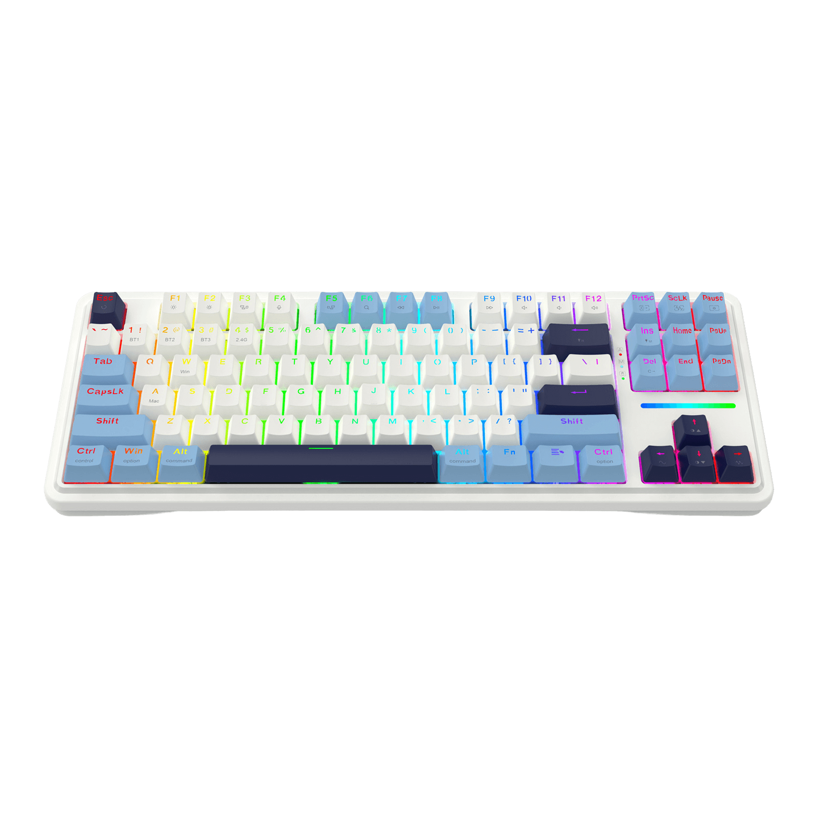 Redragon ANTONIUM K728 PRO 80% Wireless Gasket Gaming Keyboard. White & Blue