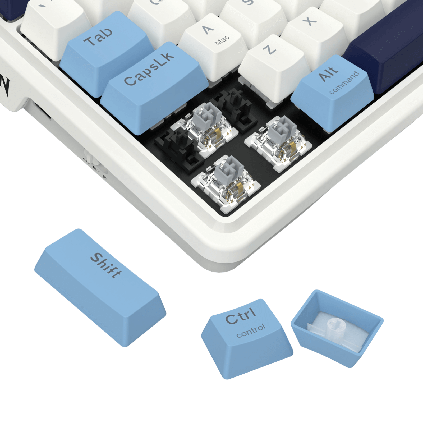 Redragon ANTONIUM K728 PRO 80% Wireless Gasket Gaming Keyboard. White & Blue