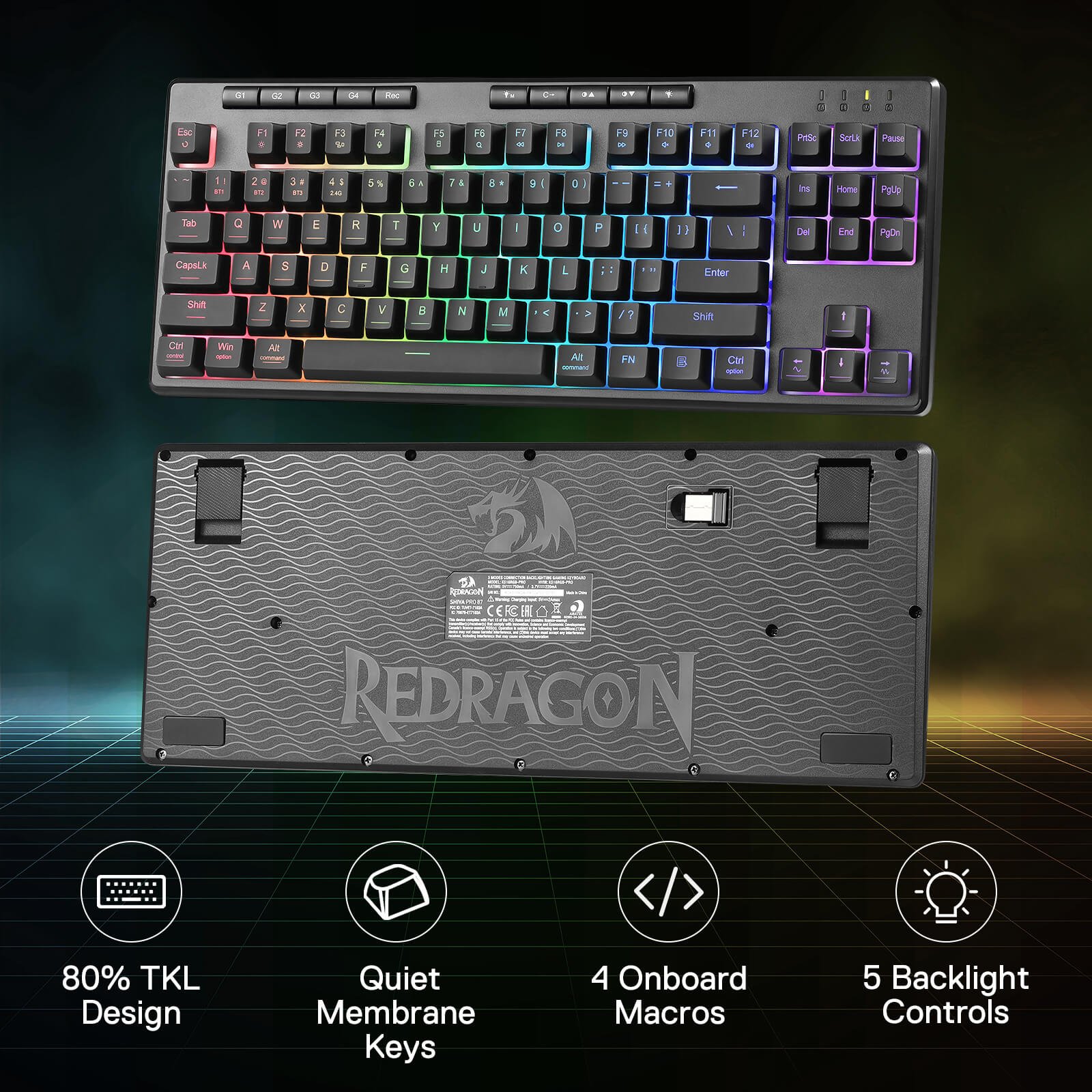 Redragon SHIVA K516 PRO 87 Keys TKL 3-Mode Mechanical Gaming Keyboard