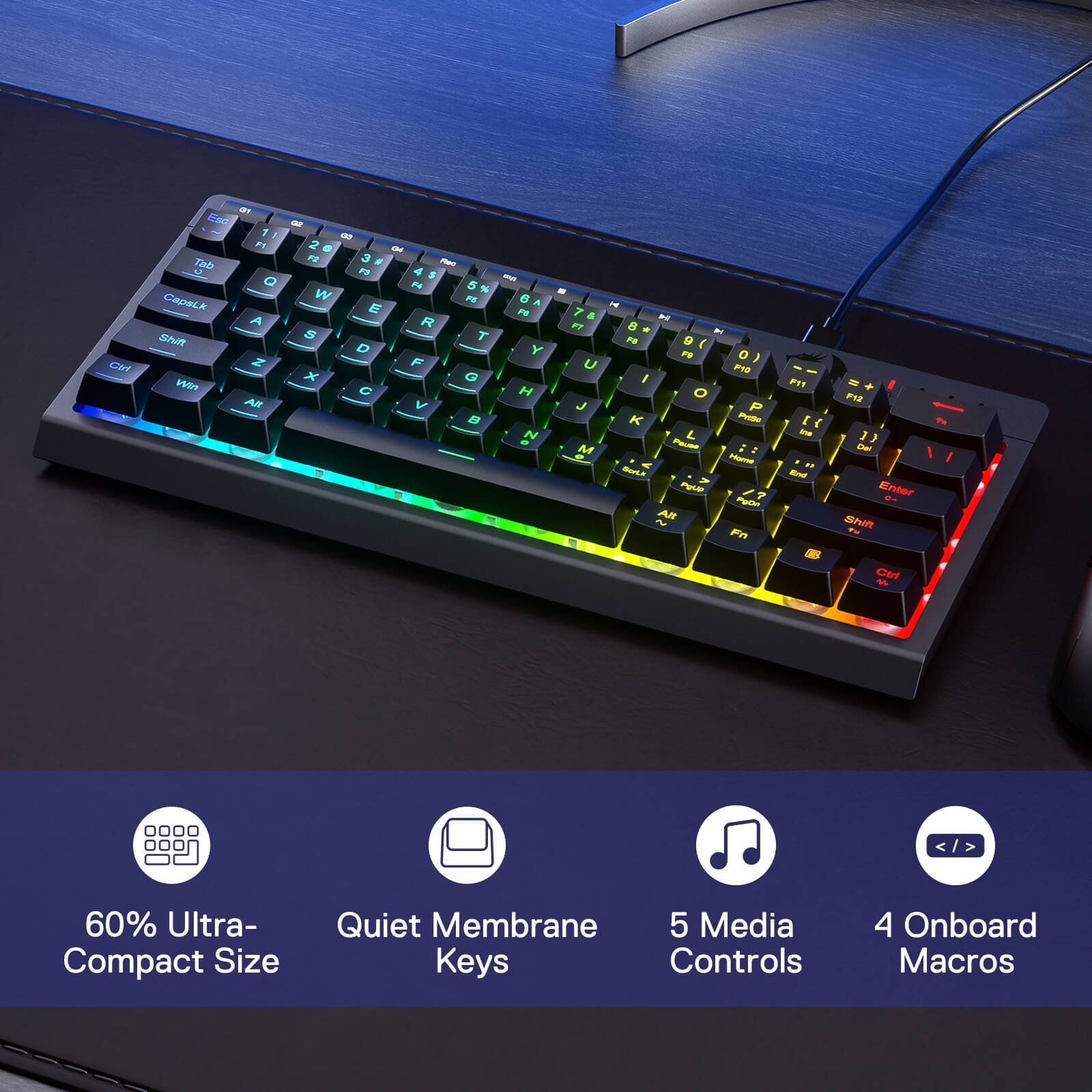 Redragon SHIVA K522 RGB 61 Keys Membrane Gaming Keyboard