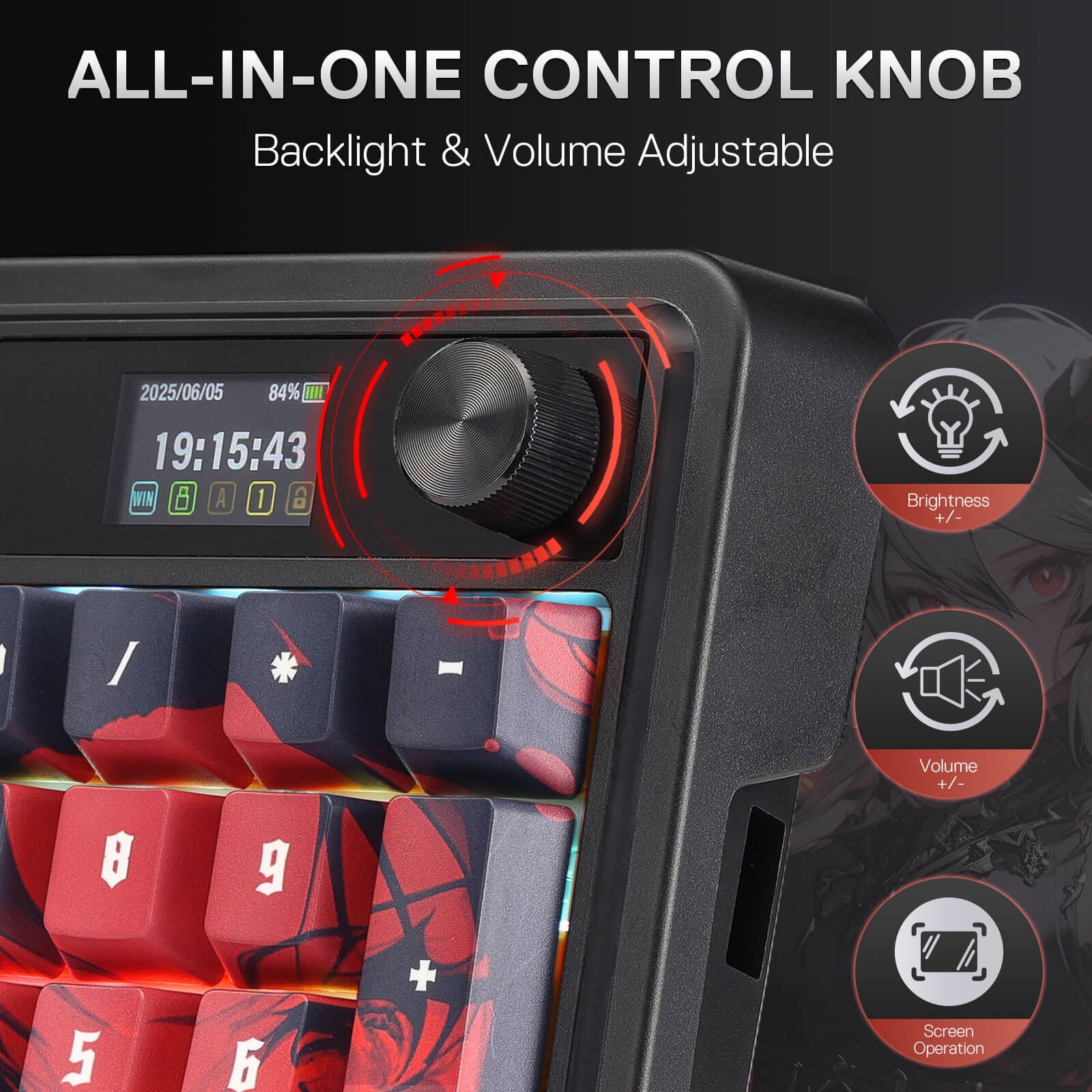 Redragon ARTEMIS K719 PRO Anime Keyboard w/Smart Display & Knob